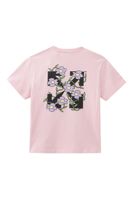 Flower Motif Logo Print T-Shirt